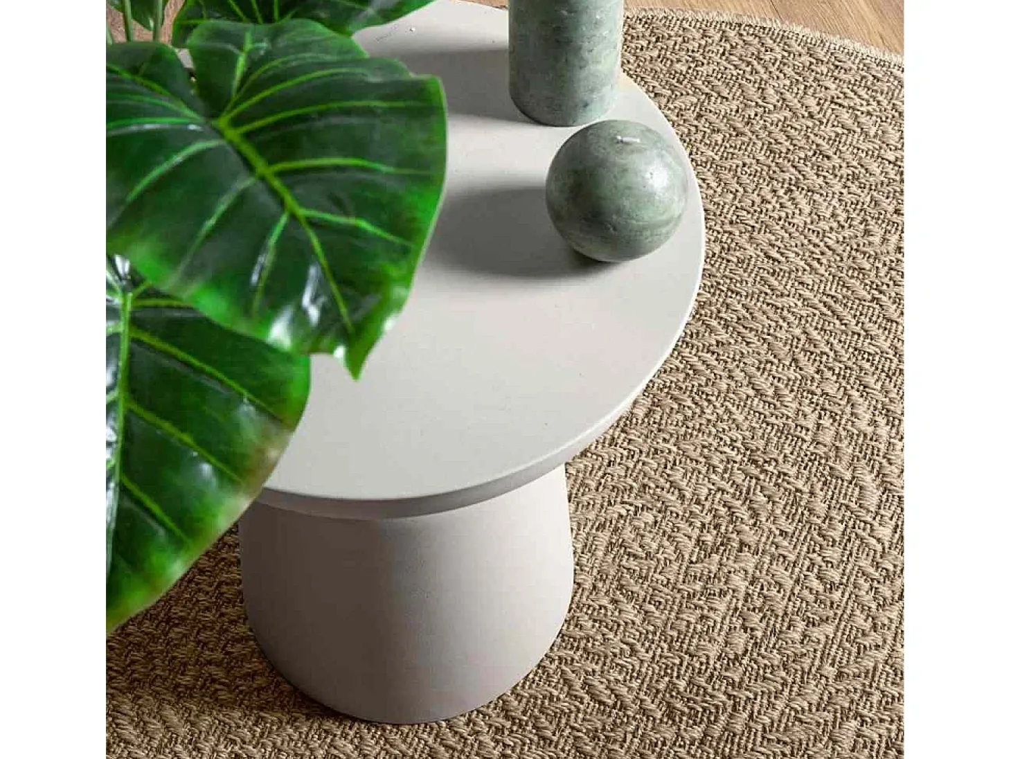 Alfombra beige ZIZUR Ø 120cm aspecto yute para interior y exterior