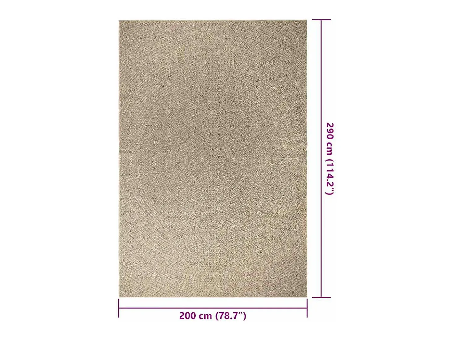 Alfombra beige ZIZUR 200x290 cm efecto yute para interior y exterior