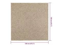Alfombra beige ZIZUR 120x120 cm efecto yute para interior y exterior