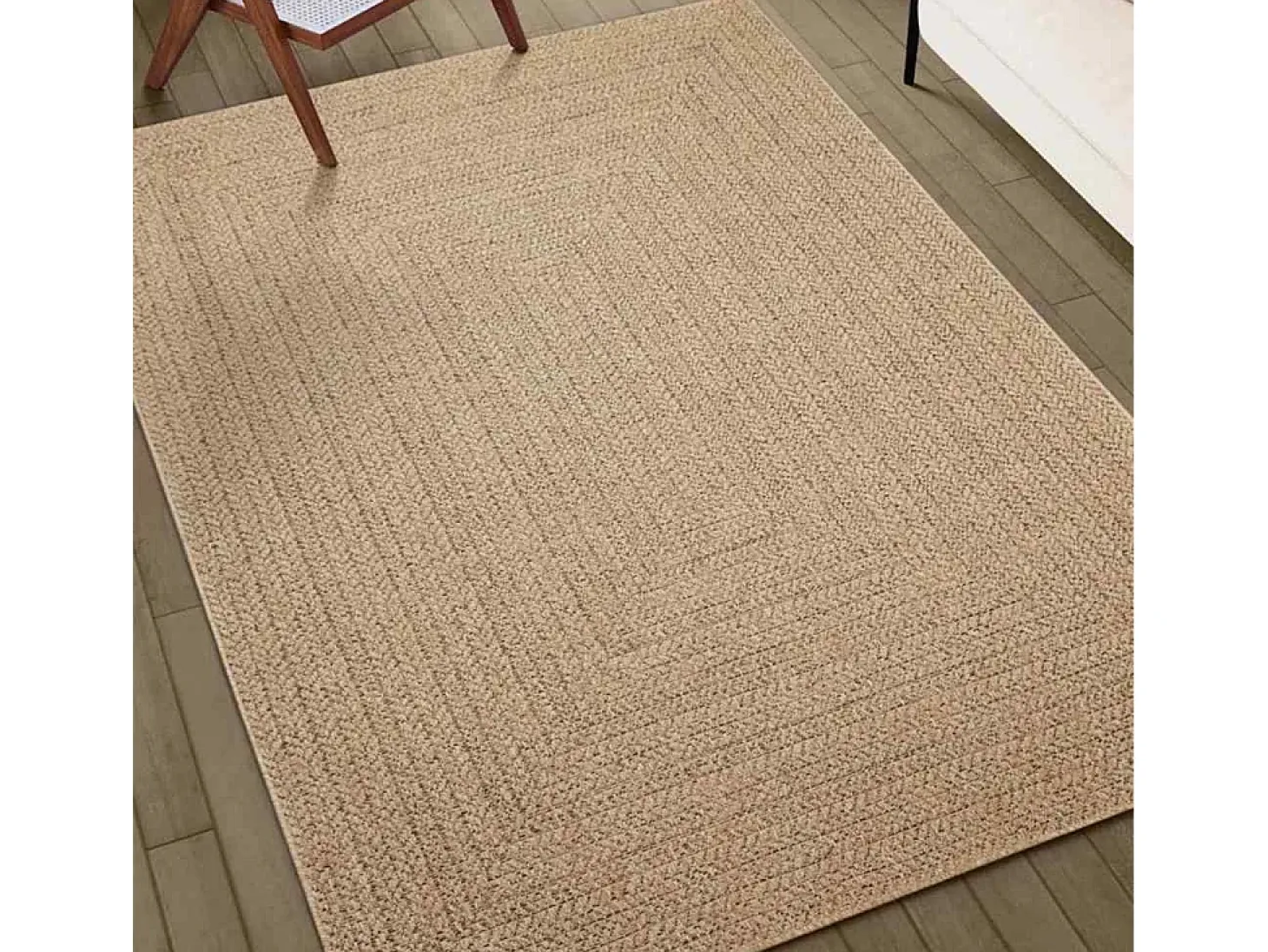 Alfombra beige ZIZUR 240x240 cm efecto yute para interior y exterior