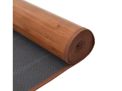 Alfombra cuadrada marrón 100x100 cm bambú