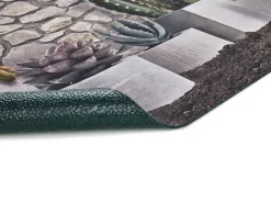Alfombra de cocina - Dibujos con flores - gris - 52 x 100 cm - RICCI