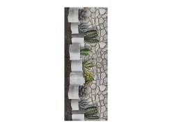 Alfombra de cocina - Dibujos con flores - gris - 52 x 100 cm - RICCI