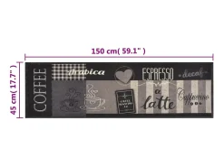 Alfombra de cocina lavable terciopelo negro café 45x150 cm ES791506