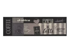 Alfombra de cocina lavable terciopelo negro café 45x150 cm ES791506