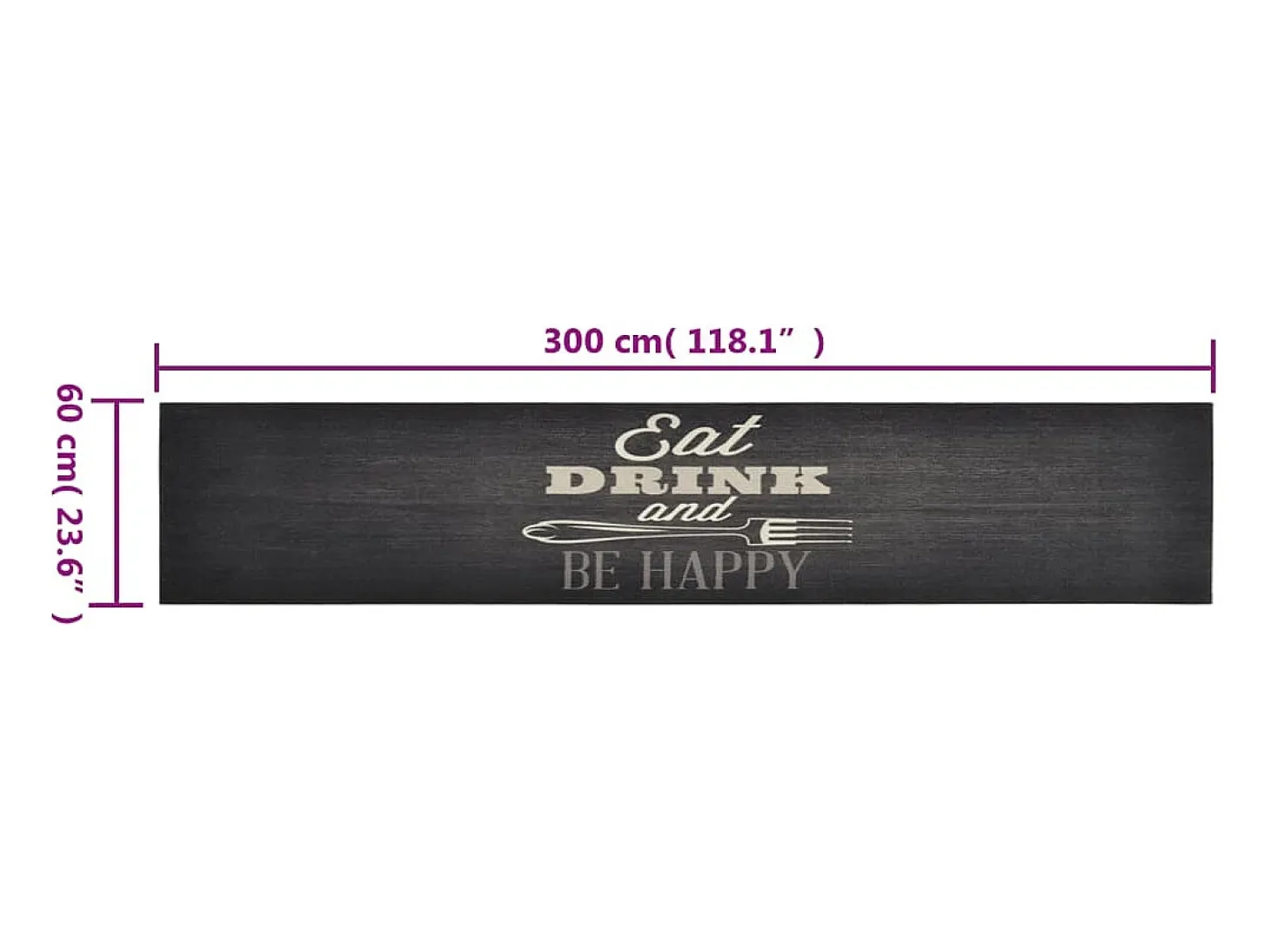 Alfombra de cocina lavable terciopelo negro 60x300 cm ES955102