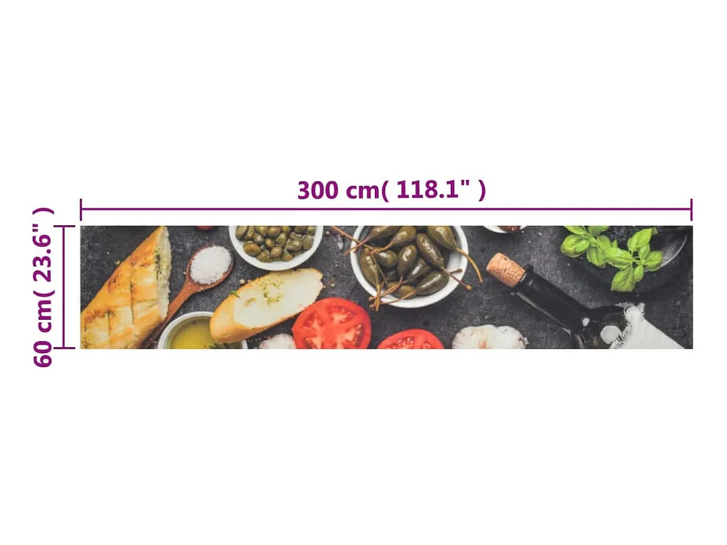 Alfombra de cocina lavable terciopelo dibujo vino cena 60x300cm ES421743