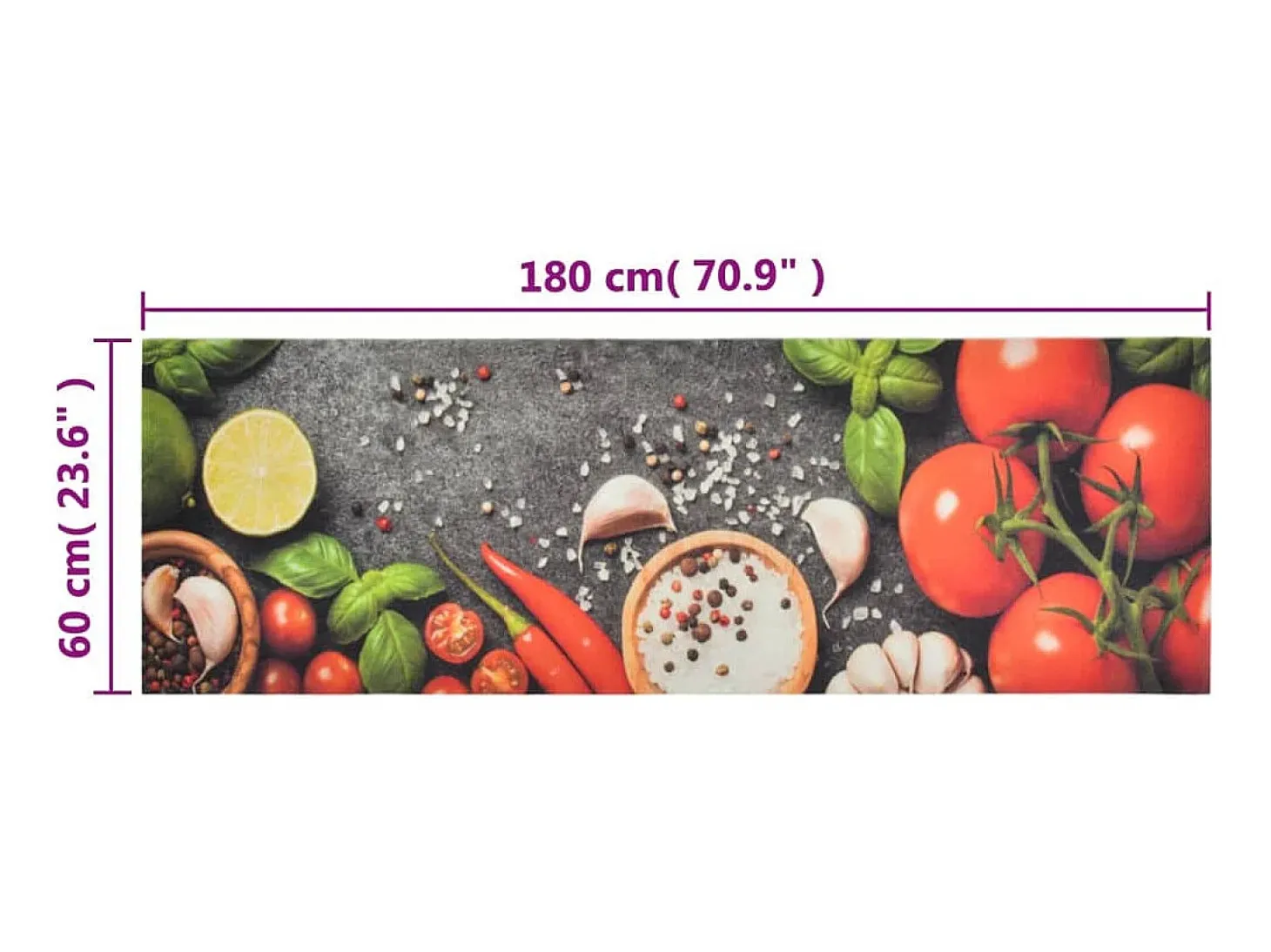 Alfombra de cocina lavable terciopelo dibujo verduras 60x180 cm ES301434