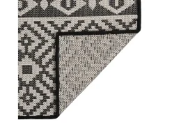 Alfombra de exterior de tejido plano 140x200 cm Rayas negras