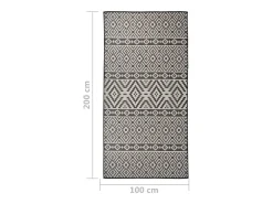 Alfombra de exterior de tejido plano 100x200 cm Rayas negras