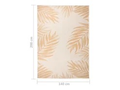 Alfombra de exterior de tejido plano con estampado de hojas, 140 x 200 cm