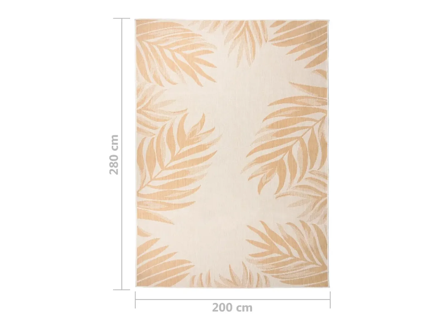 Alfombra de exterior de tejido plano con estampado de hojas, 200 x 280 cm