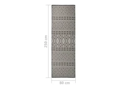 Alfombra de exterior de tejido plano 80x250 cm Rayas negras