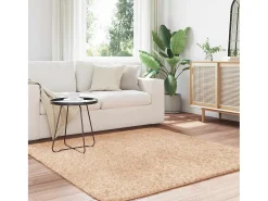 Alfombra de pelo largo beige NAVARRA 160x160 cm poliéster