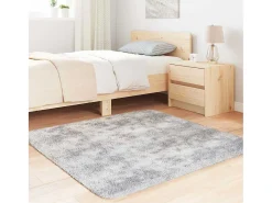 Alfombra de pelo largo gris plata NAVARRA 120x120 cm