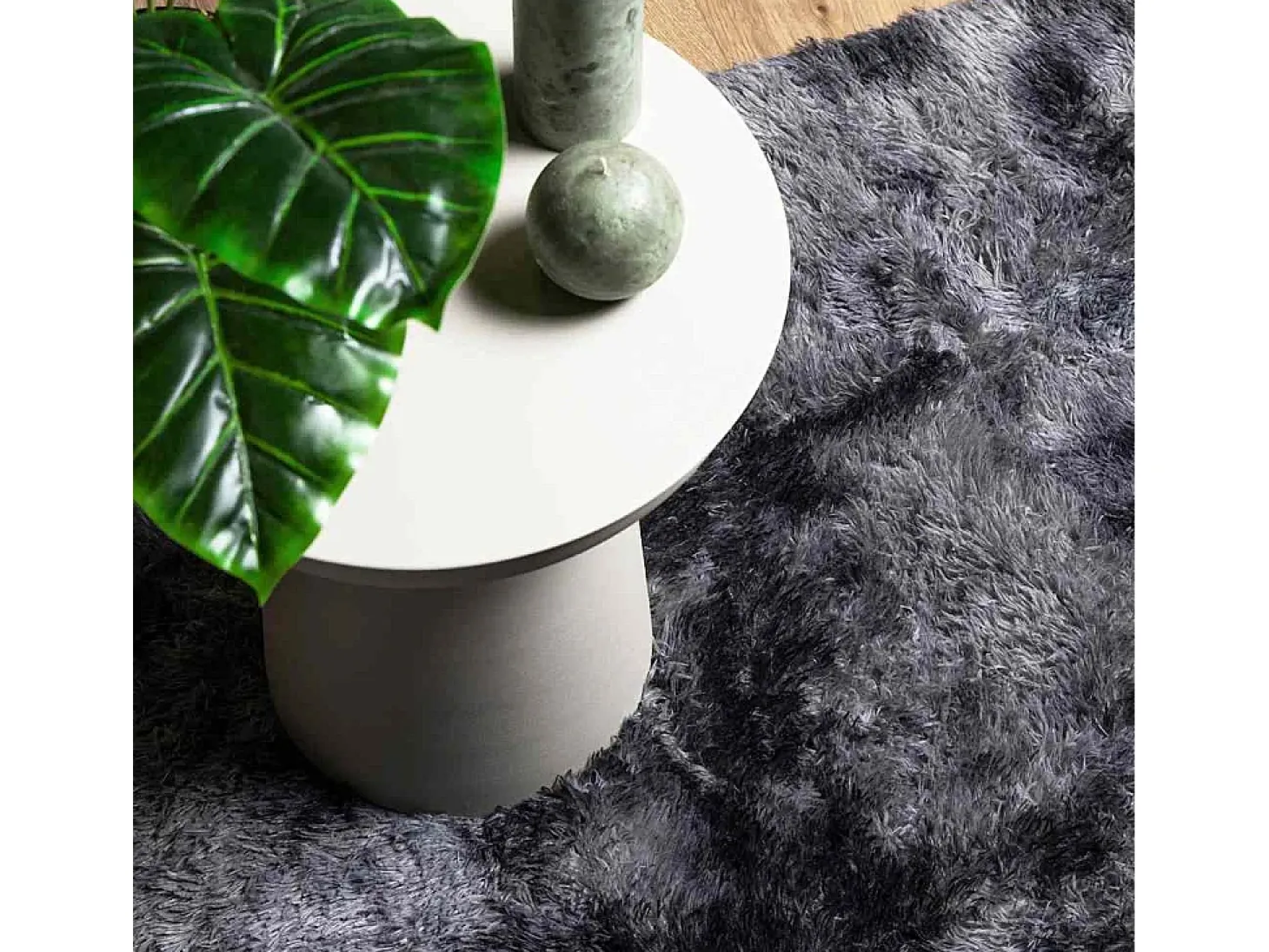 Alfombra de pelo largo NAVARRA gris oscuro 120x120 cm