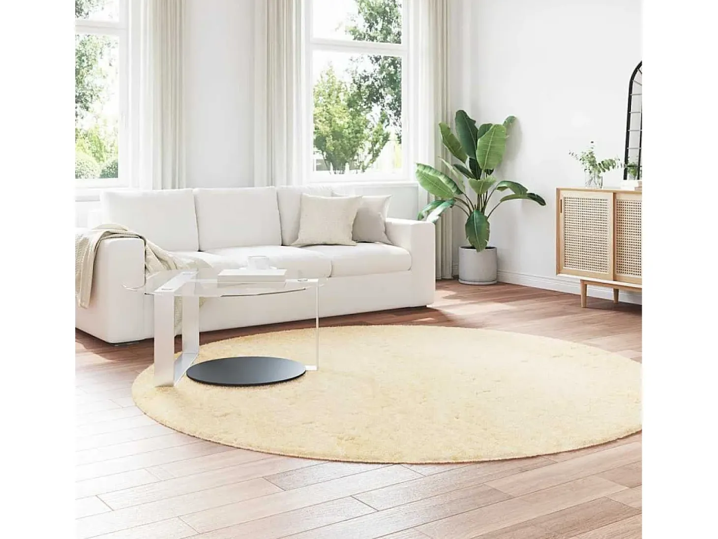 Alfombra de pelo largo NAVARRA color crema 240x240 cm poliéster