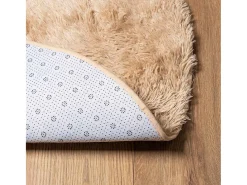 Alfombra de pelo largo NAVARRA beige 100x100 cm poliéster