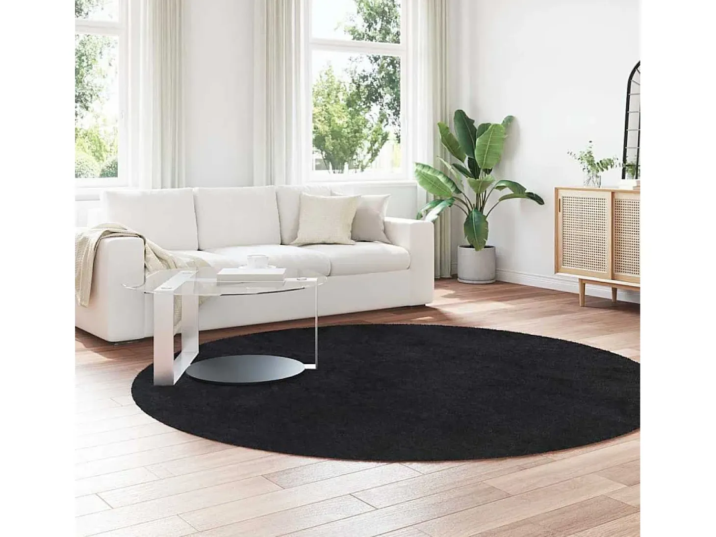 Alfombra de pelo largo negra NAVARRA 240x240 cm poliéster