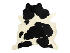 Alfombra de piel de vaca auténtica en blanco y negro 180x220 cm