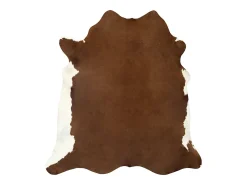 Alfombra de piel de vaca auténtica marrón y blanca 150 x 170 cm