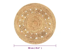 Alfombra de yute, diseño trenzado, redonda de 90 cm.