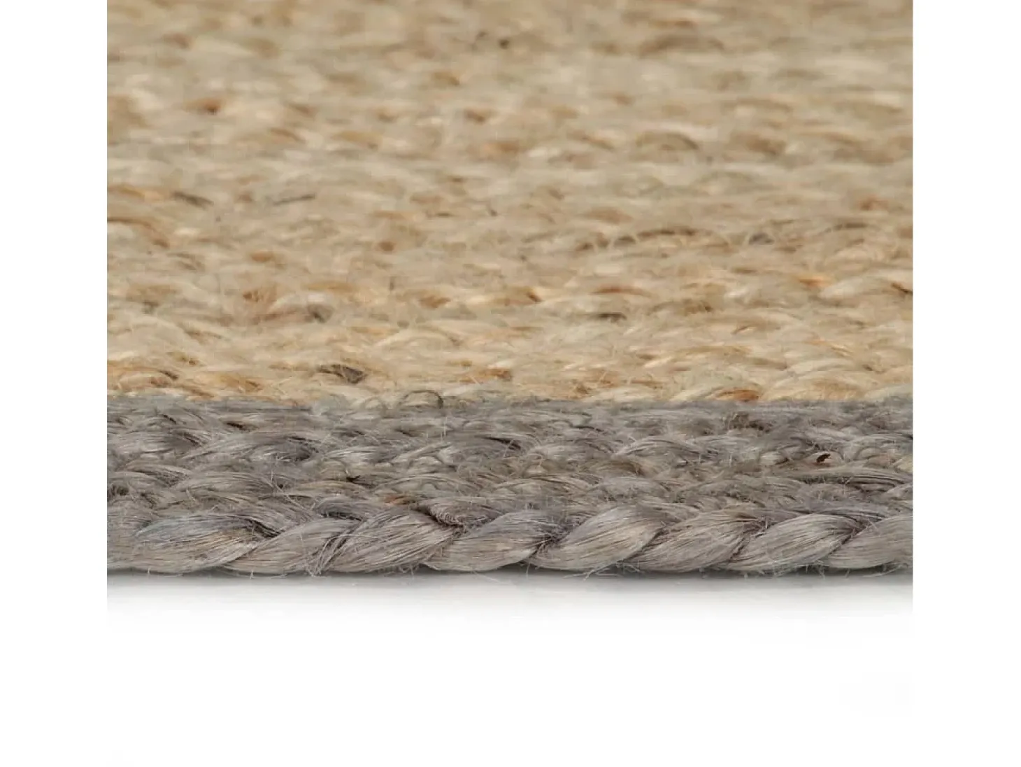 Alfombra de yute hecha a mano con borde gris 150 cm