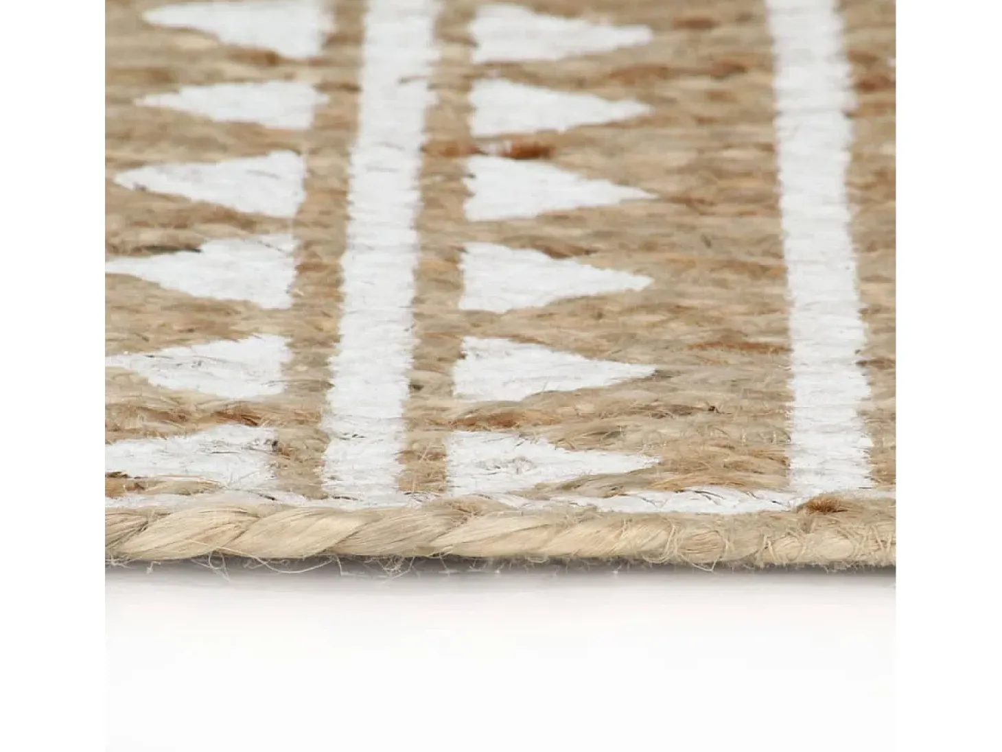 Alfombra de yute hecha a mano con estampado blanco de 120 cm