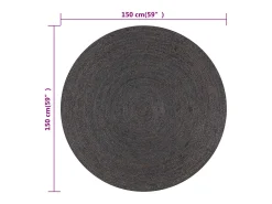Alfombra de yute hecha a mano redonda de 150 cm en gris oscuro