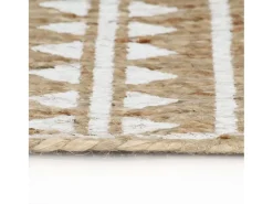 Alfombra de yute hecha a mano con estampado blanco de 150 cm