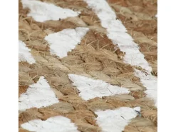 Alfombra de yute hecha a mano con estampado blanco de 150 cm