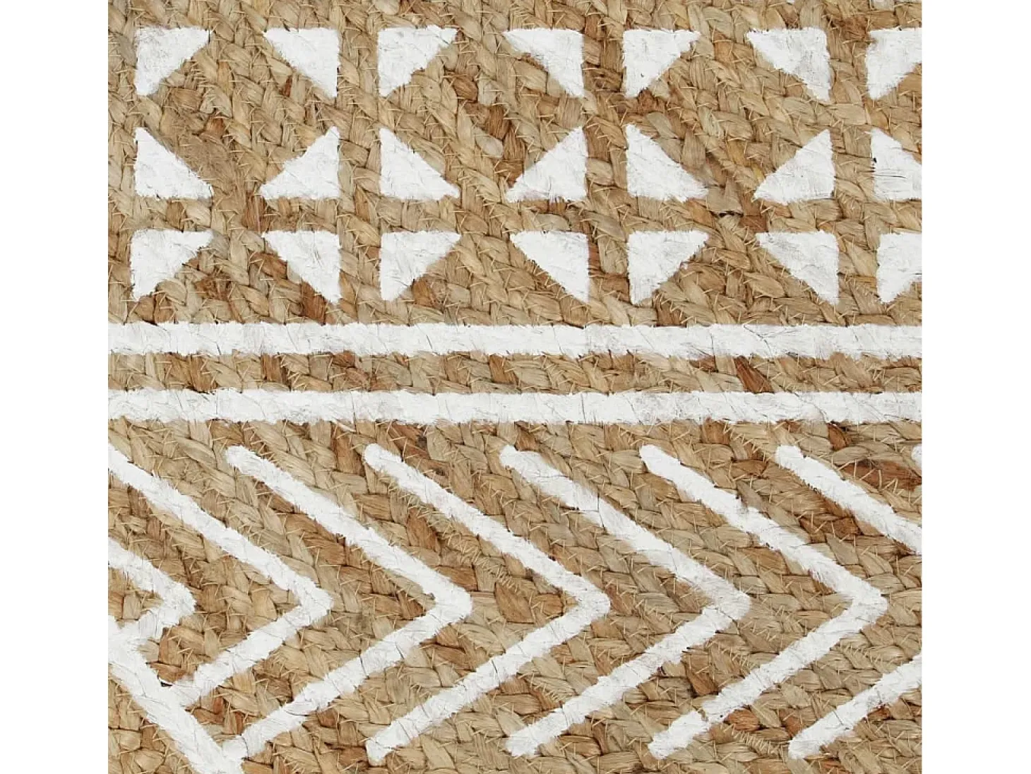 Alfombra de yute hecha a mano con estampado blanco de 150 cm