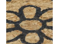 Alfombra de yute hecha a mano con estampado azul oscuro 150 cm