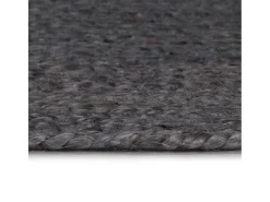 Alfombra de yute hecha a mano redonda de 210 cm en gris oscuro