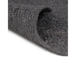 Alfombra de yute hecha a mano redonda de 210 cm en gris oscuro
