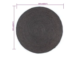 Alfombra de yute hecha a mano redonda de 210 cm en gris oscuro