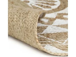 Alfombra de yute hecha a mano con estampado blanco de 120 cm