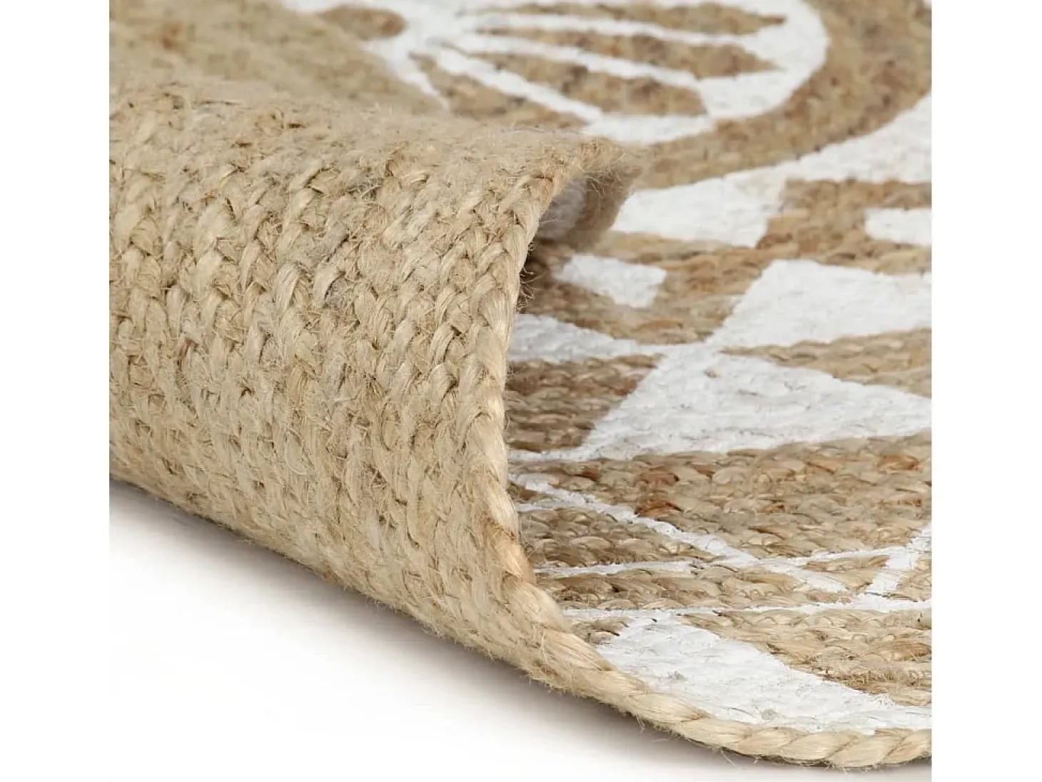 Alfombra de yute hecha a mano con estampado blanco de 120 cm