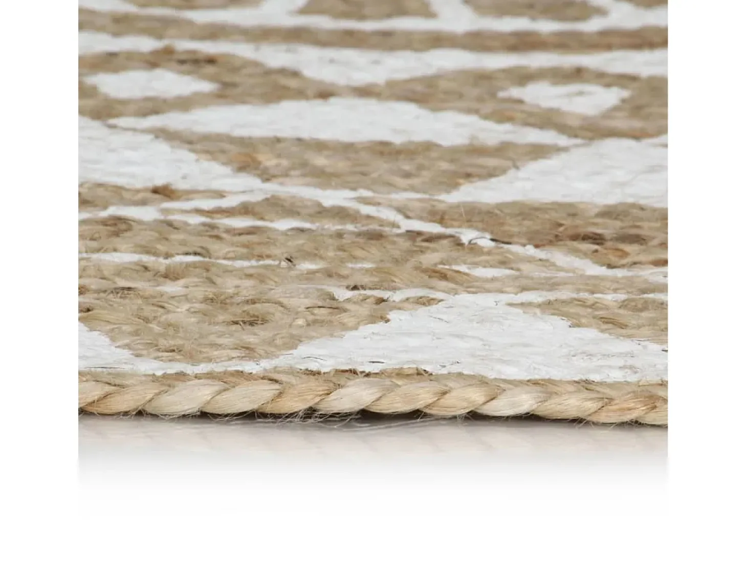 Alfombra de yute hecha a mano con estampado blanco de 120 cm