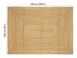 Alfombra de yute natural hecha a mano 160x230 cm