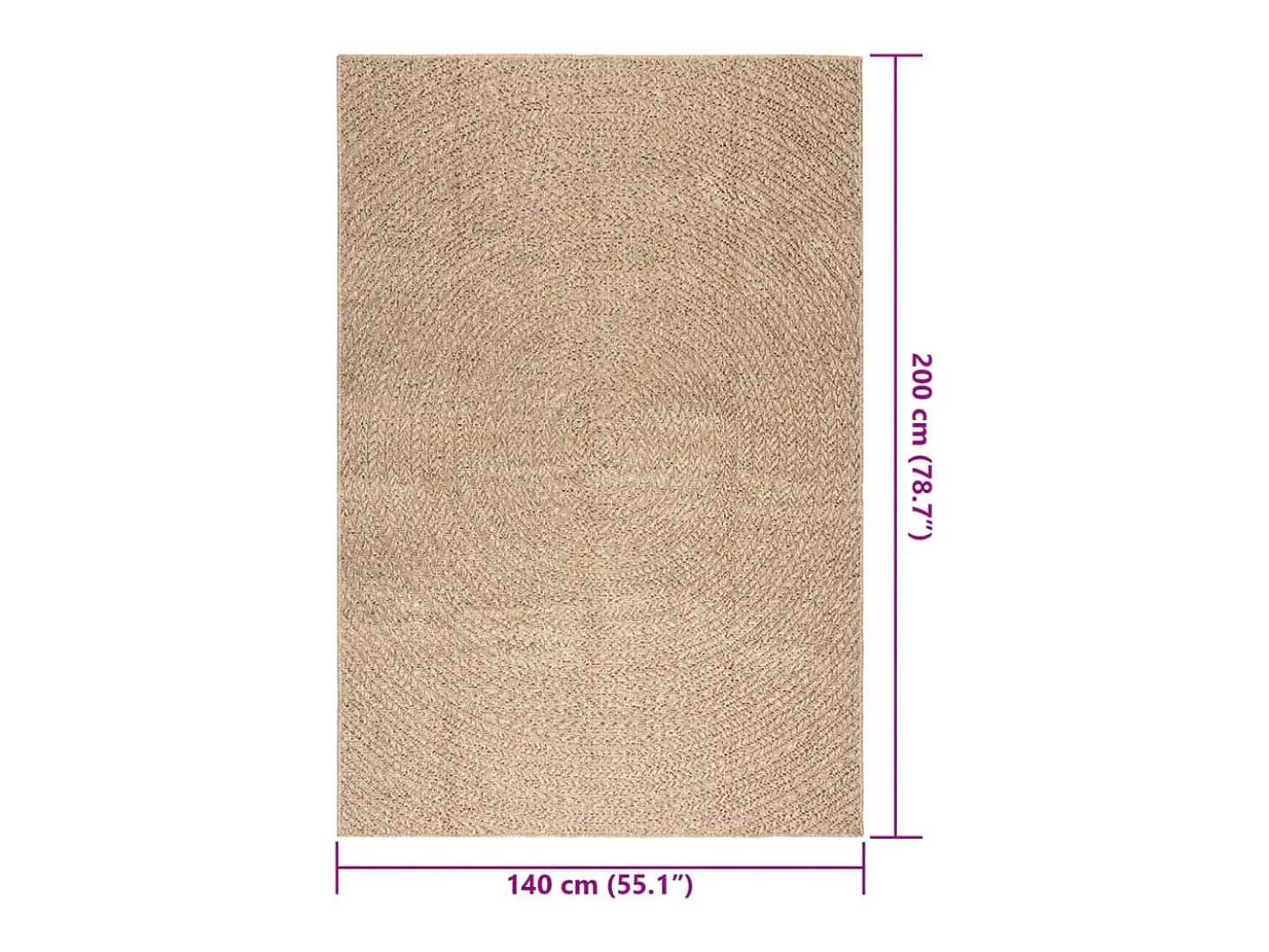 Alfombra efecto yute de 140x200 cm, para interior y exterior