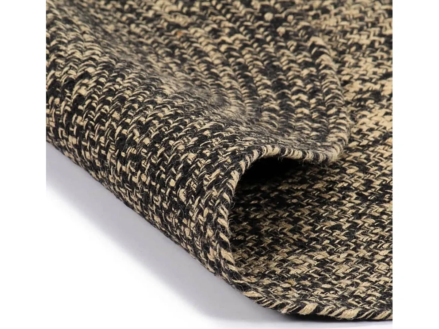 Alfombra hecha a mano de yute negro y natural 150 cm