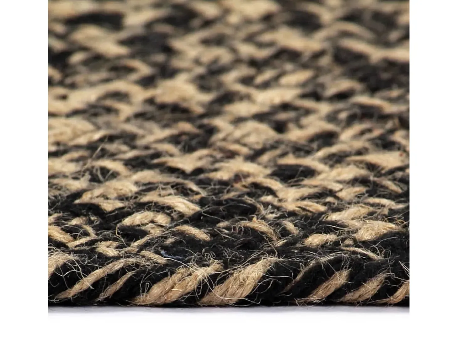 Alfombra hecha a mano de yute negro y natural 150 cm