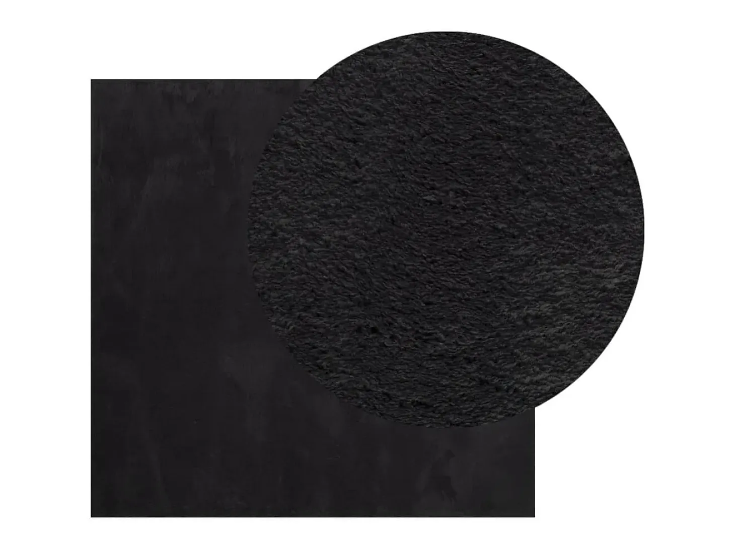 Alfombra HUARTE de pelo corto suave y lavable negra 120x120 cm