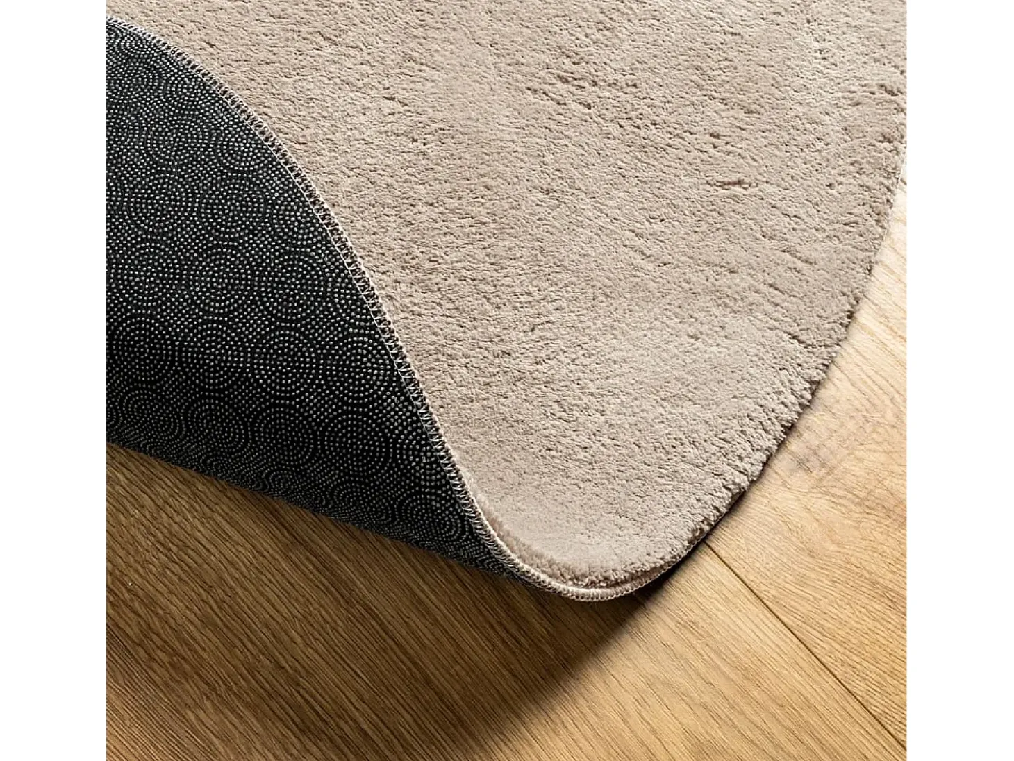 Alfombra HUARTE de pelo corto suave y lavable, color arena, Ø 200 cm