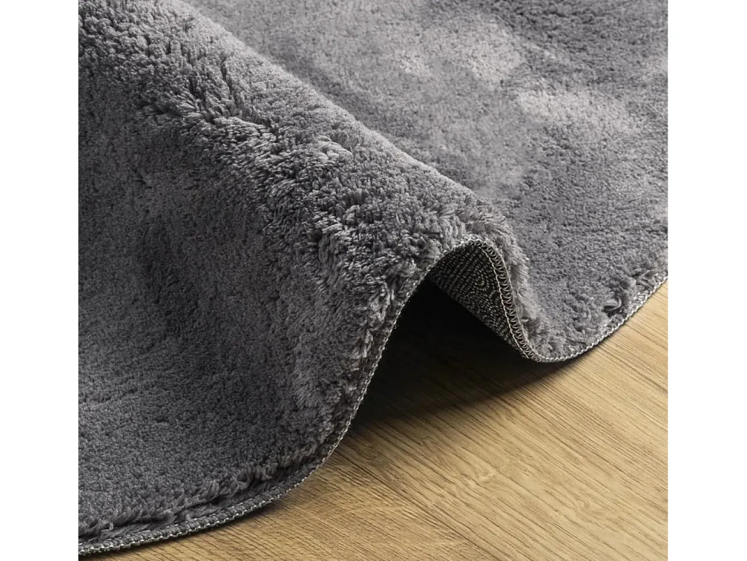 Alfombra HUARTE de pelo corto suave y lavable, color antracita, Ø 80 cm