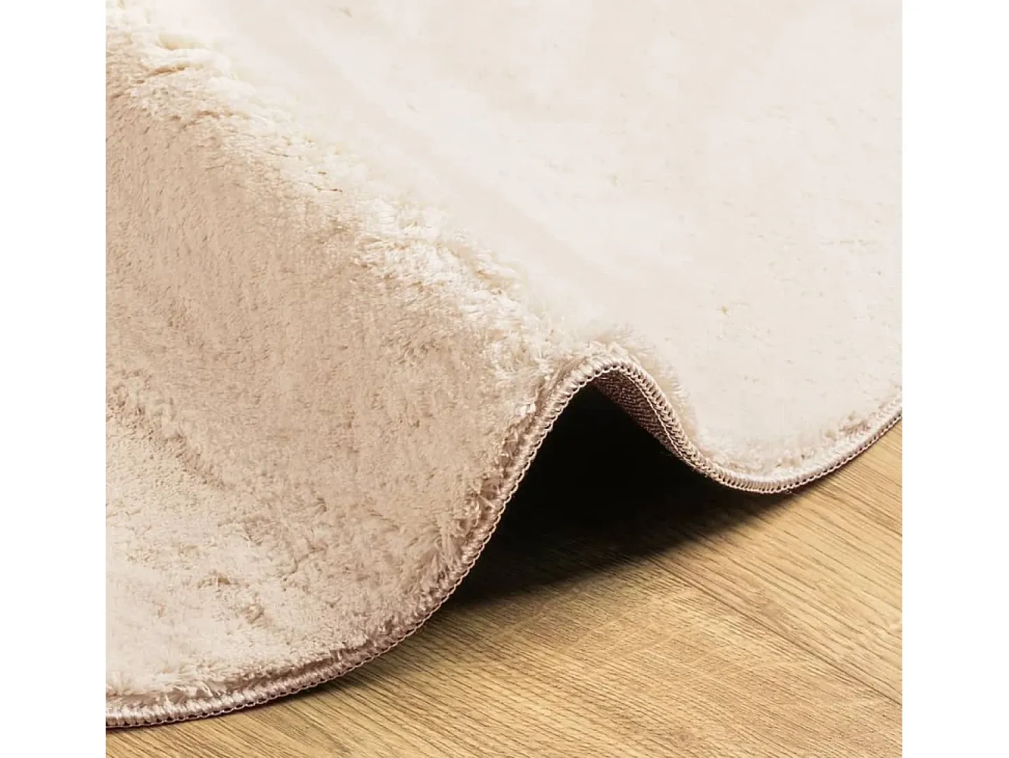 Alfombra HUARTE de pelo corto suave y lavable en color beige, Ø 120 cm