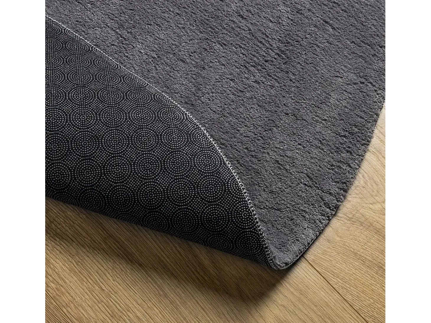 Alfombra HUARTE de pelo corto suave y lavable, color antracita, Ø 100 cm