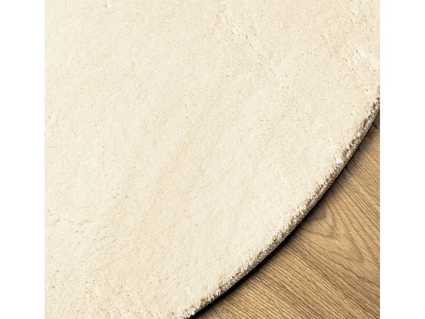 Alfombra HUARTE de pelo corto suave y lavable en color crema, Ø 80 cm