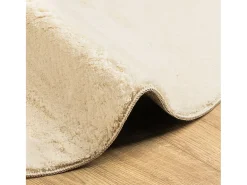 Alfombra HUARTE de pelo corto suave y lavable en color crema, Ø 80 cm